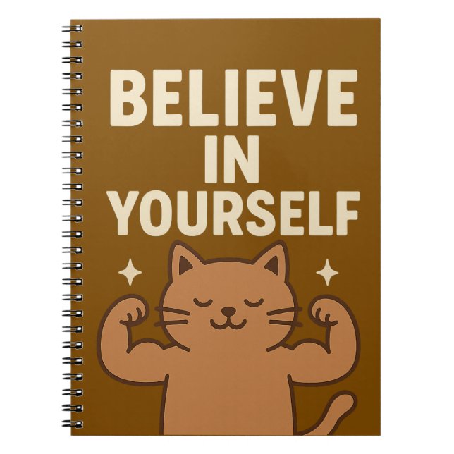 Caderno Espiral Gato de Flexível Motivacional - "Acredite em si me (Frente)