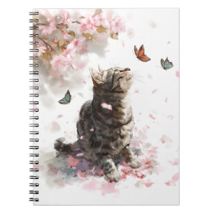 Caderno Espiral Gato de Flor de Cerejeira e Borboletas (11)