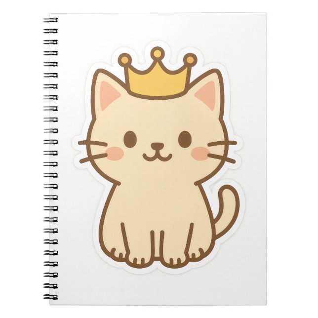 Caderno Espiral Gato de Fofinho majestoso com uma Coroa (Frente)