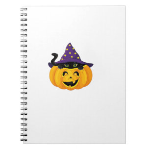 Caderno Espiral Gato de Halloween no Abóbora � Adesivo de Gatinho