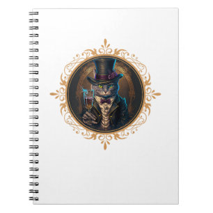 Caderno Espiral Gato de Humor Elegante Gangsters Gato Retro Gato d