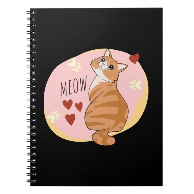 Caderno Espiral Gato de laranja bonito (Frente)