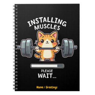 Caderno Espiral Gato de Levantamento de Peso Humorístico Exercício