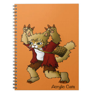 Caderno Espiral Gato de Lobisomem de Halloween