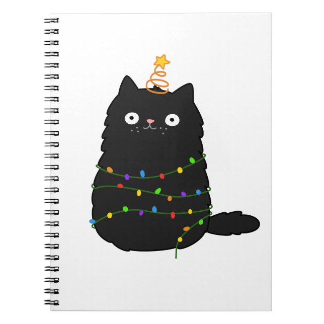 Caderno Espiral Gato de Natal Gato Kawaii (Frente)