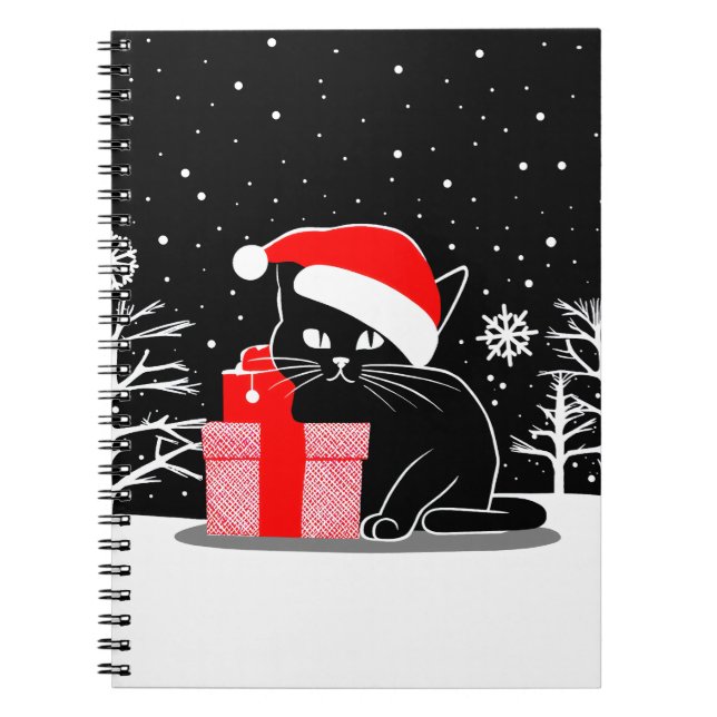 Caderno Espiral Gato de Natal Negro (Frente)