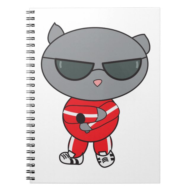 Caderno Espiral Gato de Rapper em Traje de Track (Frente)