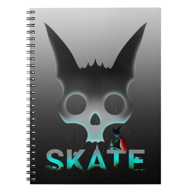 Caderno Espiral Gato de Skull Grafite (Frente)