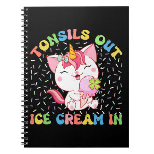 Caderno Espiral Gato de Unicórnio Bonito com Sorvete Funny Pun