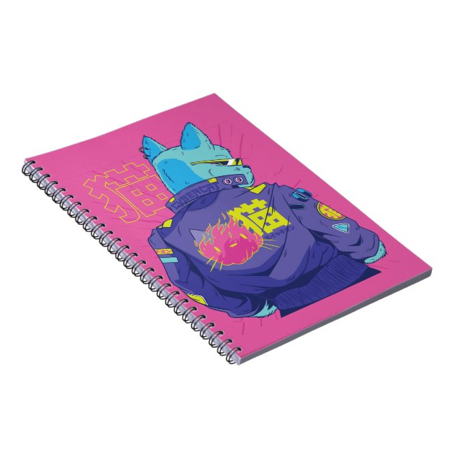 Caderno Espiral Gato Design Moderno Ciberpunk (Lado Direito)