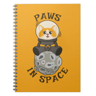 Caderno Espiral Gato Divertido no Espaço Gato Astronauta Animal Có
