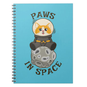 Caderno Espiral Gato Divertido no Espaço Gato Astronauta Animal Có