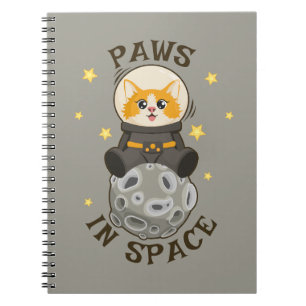 Caderno Espiral Gato Divertido no Espaço Gato Astronauta Animal Có