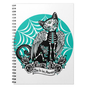Caderno Espiral Gato do crânio do açúcar