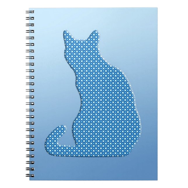 Caderno Espiral Gato Dotty - tons de azul (Frente)