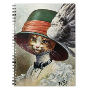 Caderno Espiral Gato egípcio vitoriano de chapéu alado
