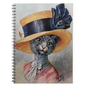 Caderno Espiral Gato Elegante com Notebook Hat Spiral
