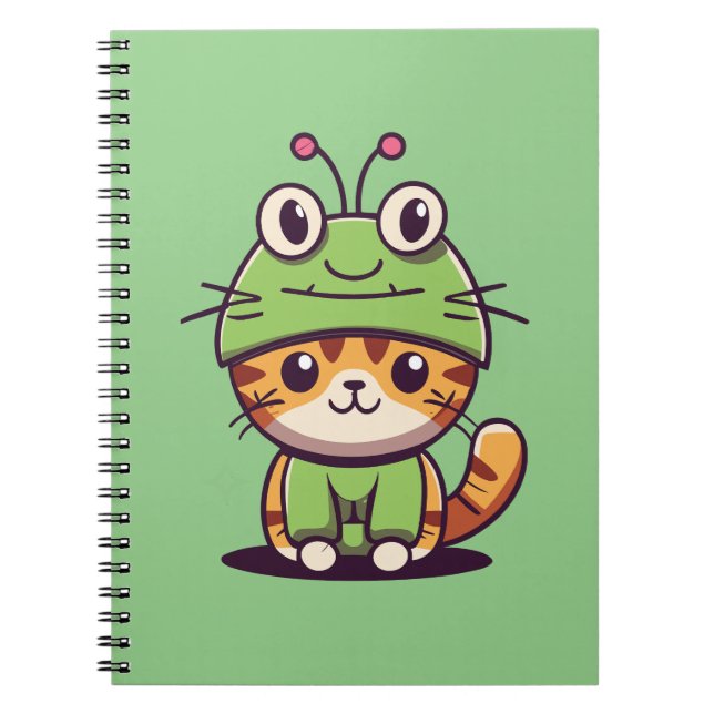 Caderno Espiral Gato encantador no chapéu do Sapo - Adorável Kitte (Frente)