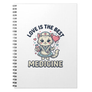 Caderno Espiral Gato Enfermeira Fofo O Amor é a Melhor Medicina De