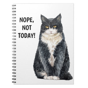 Caderno Espiral Gato Engraçado Meme Não Hoje Não