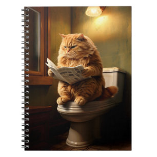 Caderno Espiral Gato Engraçado no Banheiro   Quirky Bathroom Humor