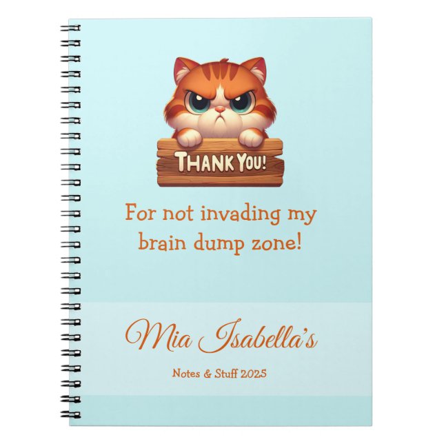 Caderno Espiral Gato engraçado - Notebook de privacidade personali (Frente)