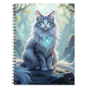 Caderno Espiral Gato Fantasia Majestoso com Aura Mística – Alta F