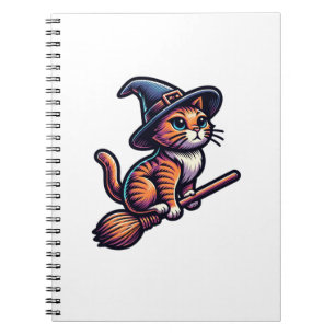 Caderno Espiral Gato Feiticeiro Halloween Bruxas Mystical Cat Love