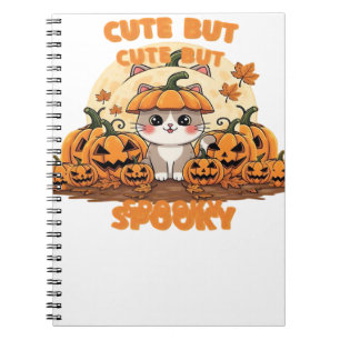 Caderno Espiral Gato Fofo de Halloween com Abóboras – Kawaii Spook