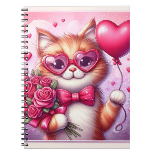 Caderno Espiral Gato/gatinho Dia de os namorados