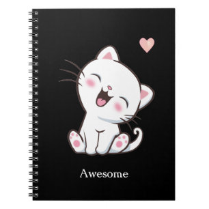 Caderno Espiral Gato Gatinho Fofo Incrível em Preto
