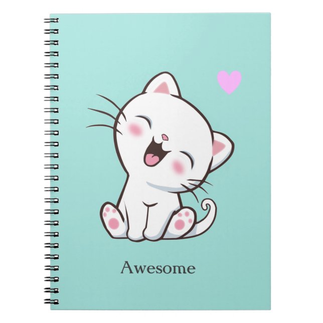 Caderno Espiral Gato Gatinho Gato Gofo e Bonito no Notebook Leve (Frente)