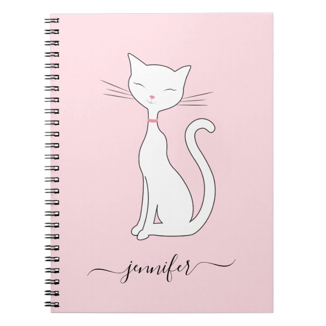 Caderno Espiral Gato Gato-Gato-Rosa Personalizado (Frente)