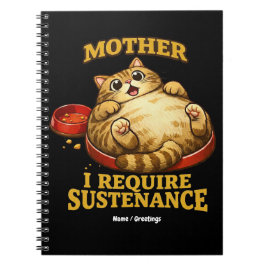 Caderno Espiral Gato Gordinho Engraçado “Eu Exijo Sustento” Fofo