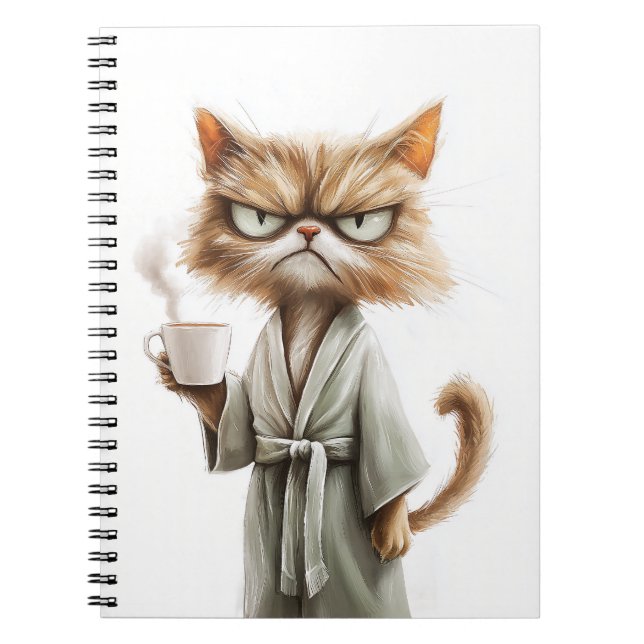 Caderno Espiral Gato Grumpy Precisa De Café (Frente)