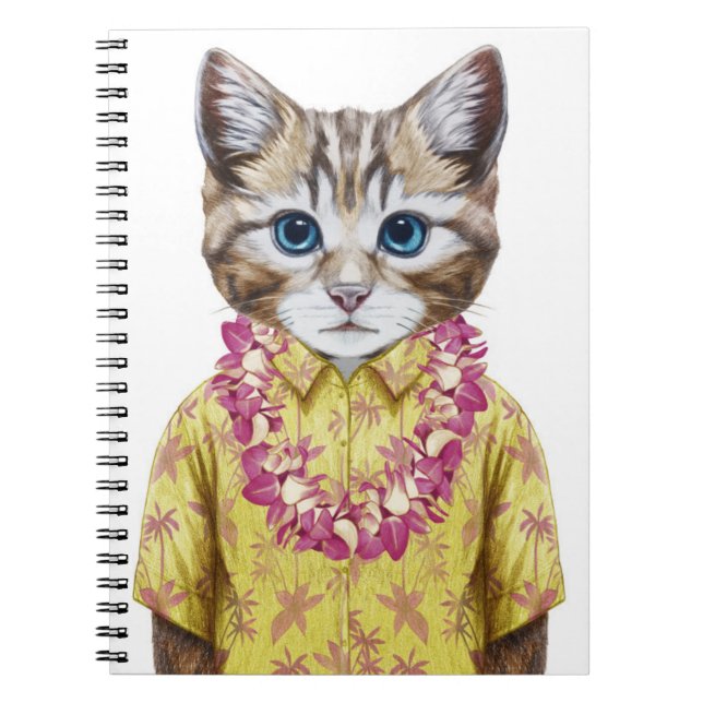 Caderno Espiral Gato havaiano do gatinho (Frente)