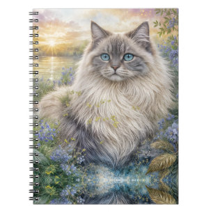 Caderno Espiral Gato Himalaio no Jardim Isqueiro Zippo