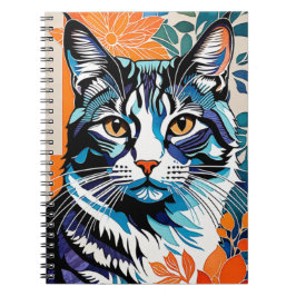 Caderno Espiral Gato Ilustrado | Diário para notebook