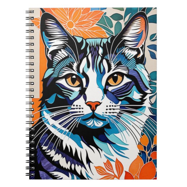 Caderno Espiral Gato Ilustrado | Diário para notebook (Frente)