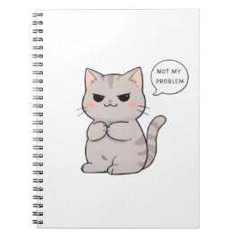 Caderno Espiral Gato Indiferente "Não é Meu Problema" Design Diver