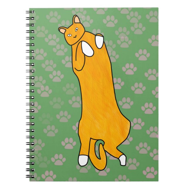 Caderno Espiral Gato laranja deitado de costas (Frente)