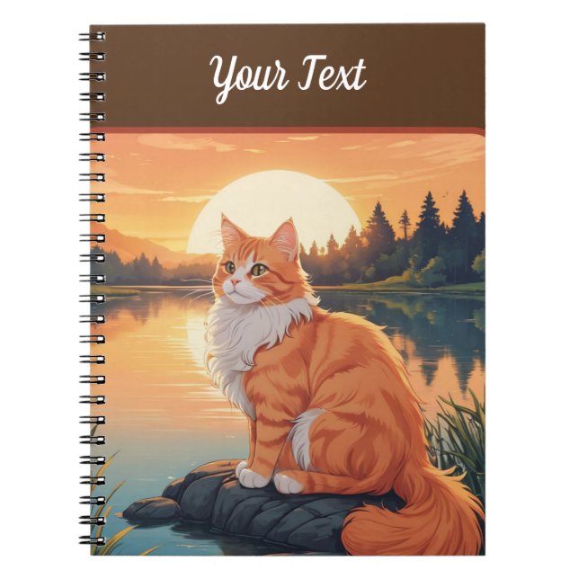Caderno Espiral Gato Laranja junto ao Lago (Frente)