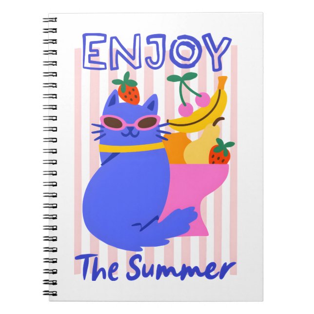 Caderno Espiral Gato Legal Aproveitando o Verão (Frente)