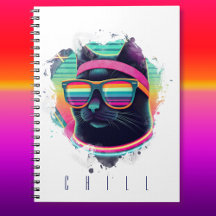 Gato Legal retrô com gola e óculos de sol