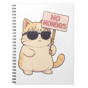 Caderno Espiral Gato Legal Sem Segundas-Feira Meme Estético