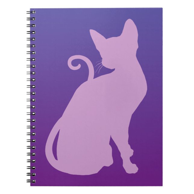 Caderno Espiral Gato Lilás no Roxo (Frente)