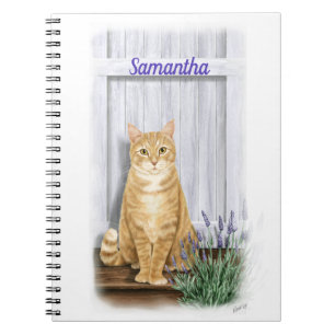 Caderno Espiral Gato Listrado Laranja com Lavanda