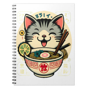 Caderno Espiral Gato Macarrão Anime Japonês ga Kawaii Cat
