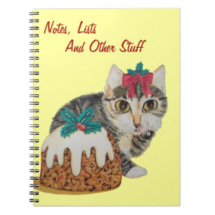 Caderno Espiral gato malhado cinzento do gatinho bonito que lambe