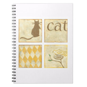 Caderno Espiral Gato Marrom e Pássaro amarelo por Chariklia Zarri